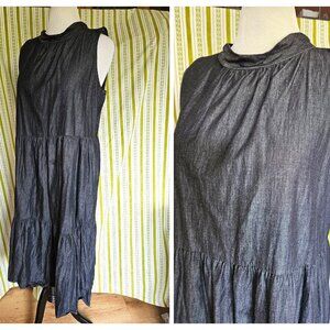 Size 2X Love Ryan Denim Look Cotton Midi Dress